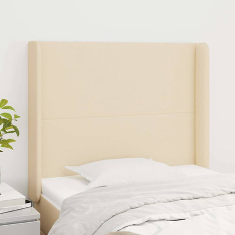 Vidaxl hoofdbord met randen 93x16x118 128 cm stof crèmekleurig