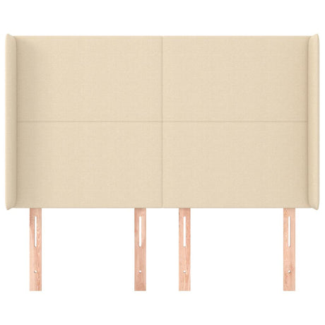 Vidaxl hoofdbord met randen 147x16x118 128 cm stof crèmekleurig