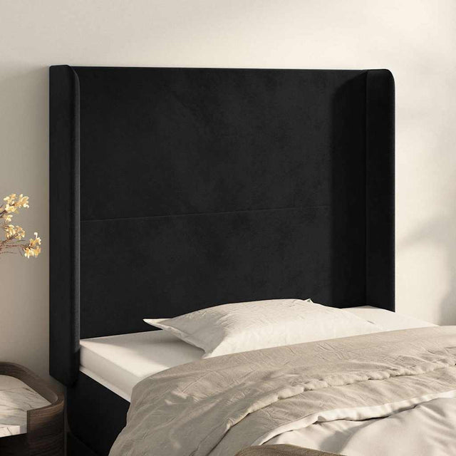 Vidaxl hoofdbord met randen 103x16x118 128 cm fluweel zwart