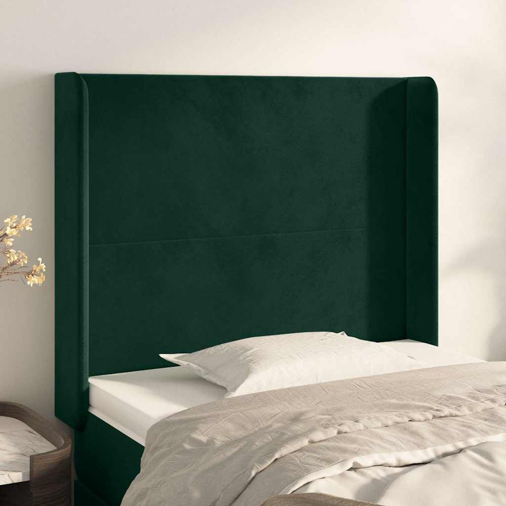 Vidaxl hoofdbord met randen 103x16x118 128 cm fluweel donkergroen