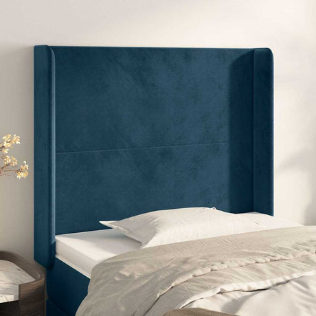 Vidaxl hoofdbord met randen 103x16x118 128 cm fluweel donkerblauw