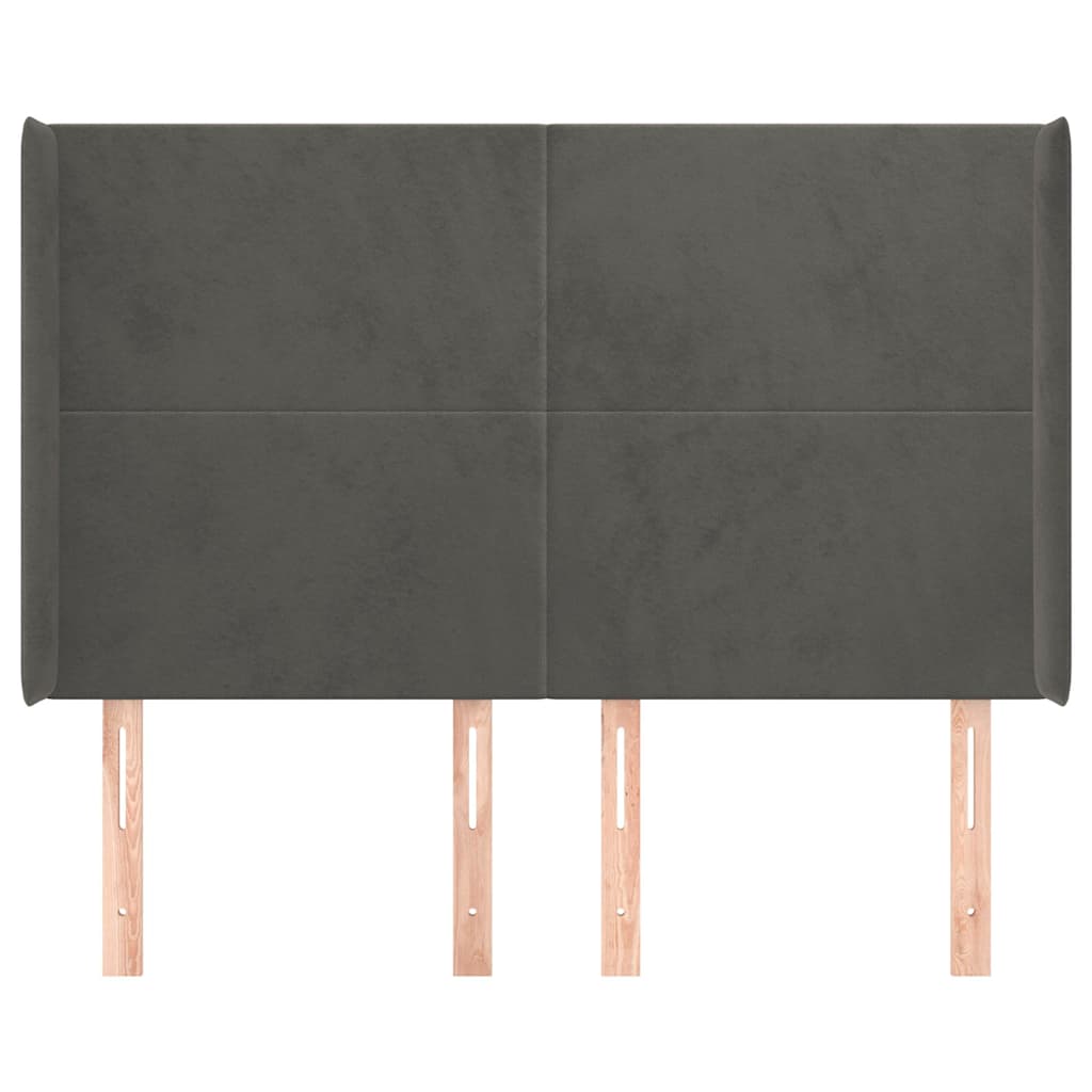 Vidaxl hoofdbord met randen 147x16x118 128 cm fluweel donkergrijs