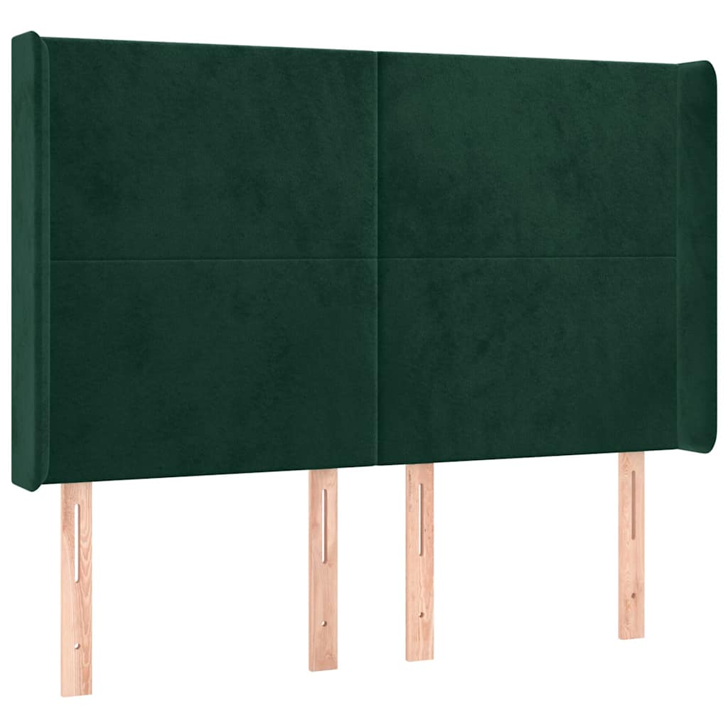 Vidaxl hoofdbord met randen 147x16x118 128 cm fluweel donkergroen