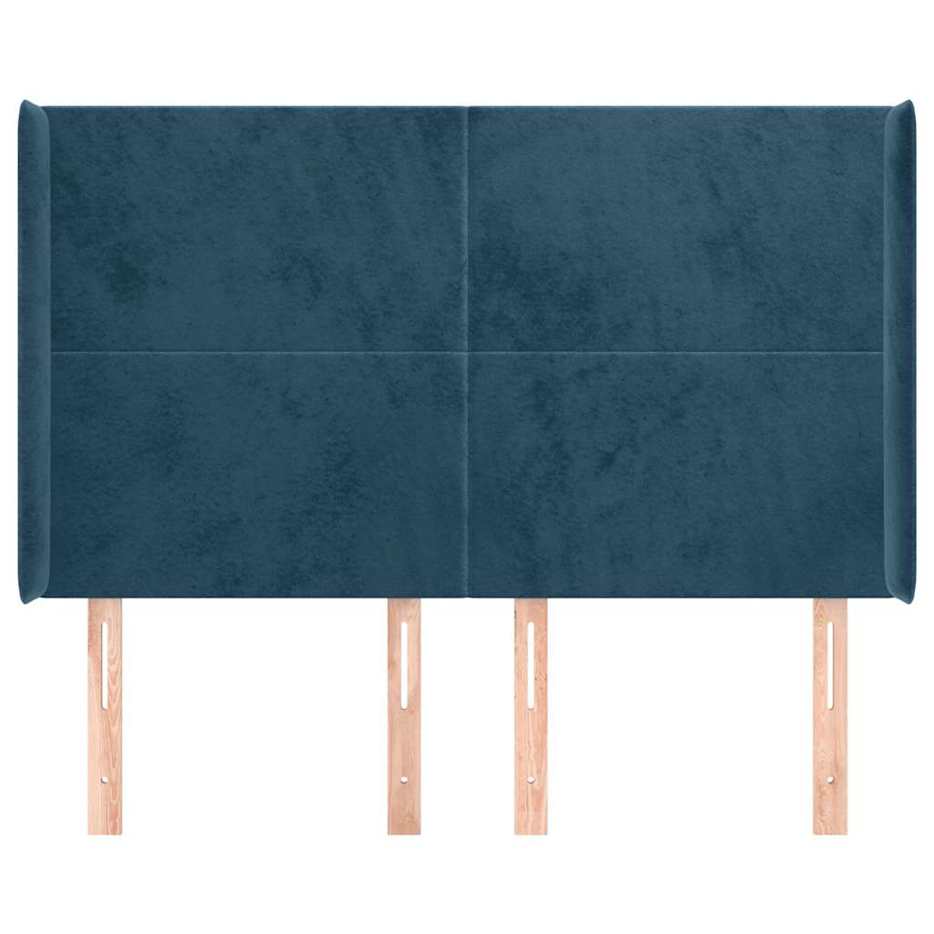Vidaxl hoofdbord met randen 147x16x118 128 cm fluweel donkerblauw