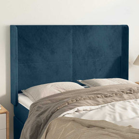Vidaxl hoofdbord met randen 147x16x118 128 cm fluweel donkerblauw