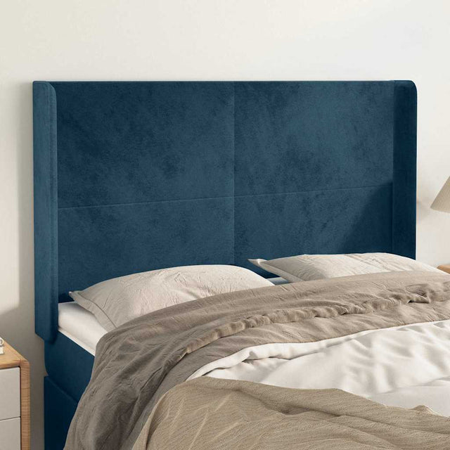 Vidaxl hoofdbord met randen 147x16x118 128 cm fluweel donkerblauw