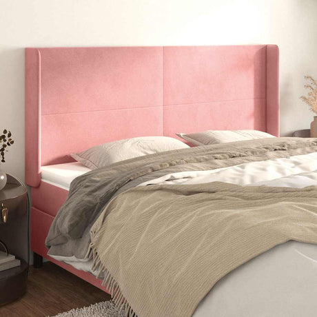 Vidaxl hoofdbord met randen 163x16x118 128 cm fluweel roze