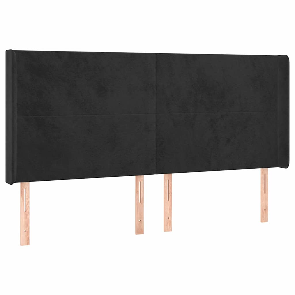 Vidaxl hoofdbord met randen 183x16x118 128 cm fluweel zwart
