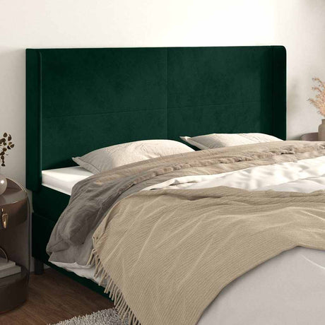 Vidaxl hoofdbord met randen 203x16x118 128 cm fluweel donkergroen