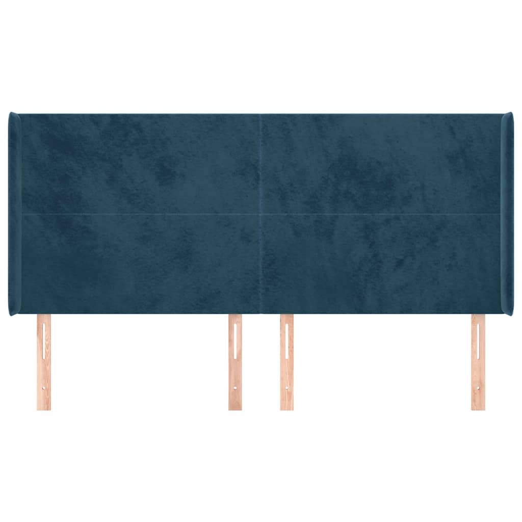 Vidaxl hoofdbord met randen 203x16x118 128 cm fluweel donkerblauw