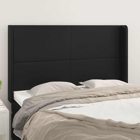 Vidaxl hoofdbord met randen 147x16x118 128 cm kunstleer zwart
