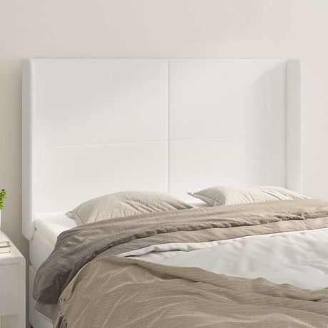 Vidaxl hoofdbord met randen 147x16x118 128 cm kunstleer wit