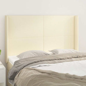 Vidaxl hoofdbord met randen 147x16x118 128 cm kunstleer crèmekleurig