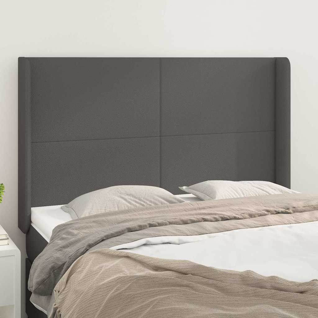 Vidaxl hoofdbord met randen 147x16x118 128 cm kunstleer grijs