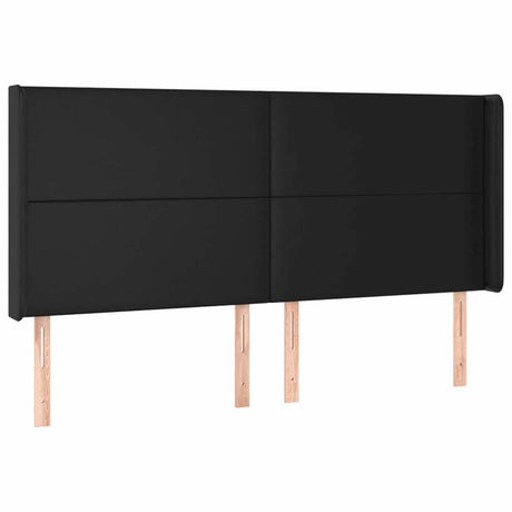 Vidaxl hoofdbord met randen 163x16x118 128 cm kunstleer zwart