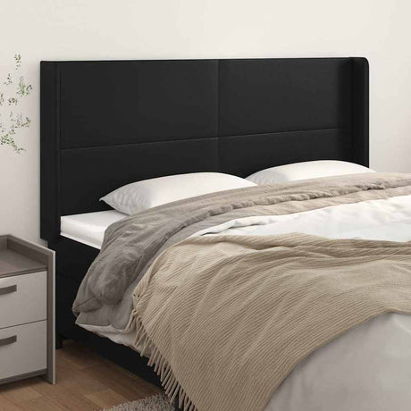 Vidaxl hoofdbord met randen 163x16x118 128 cm kunstleer zwart