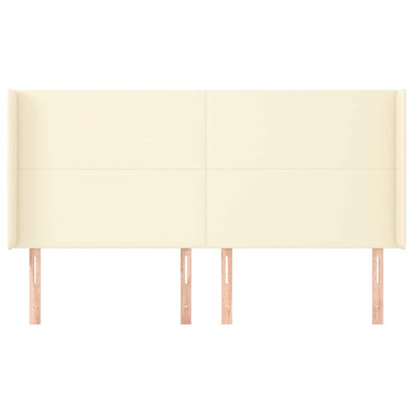 Vidaxl hoofdbord met randen 163x16x118 128 cm kunstleer crèmekleurig