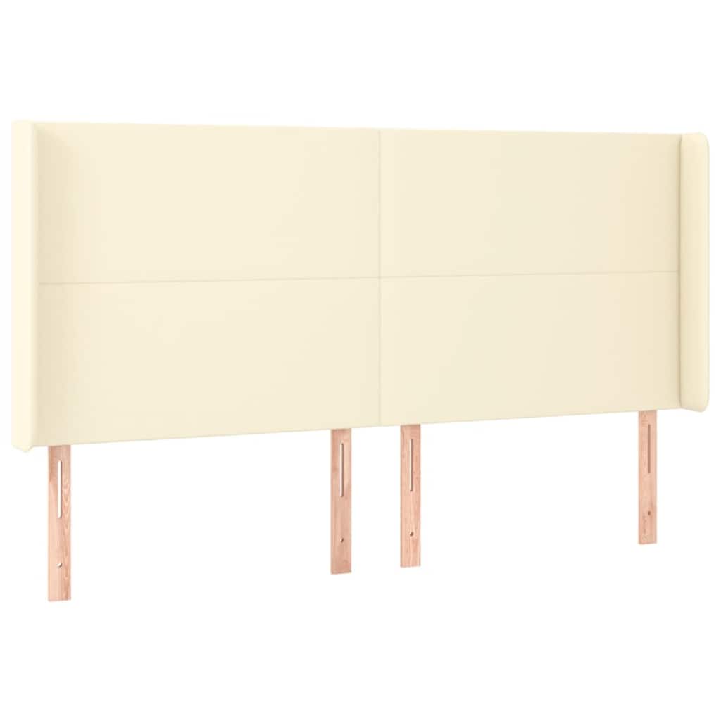 Vidaxl hoofdbord met randen 203x16x118 128 cm kunstleer crèmekleurig