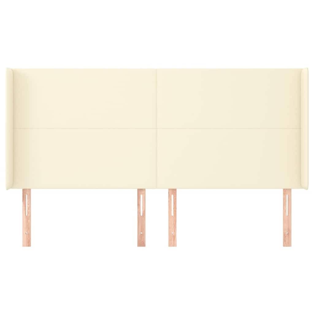 Vidaxl hoofdbord met randen 203x16x118 128 cm kunstleer crèmekleurig