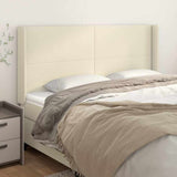 Vidaxl hoofdbord met randen 203x16x118 128 cm kunstleer crèmekleurig