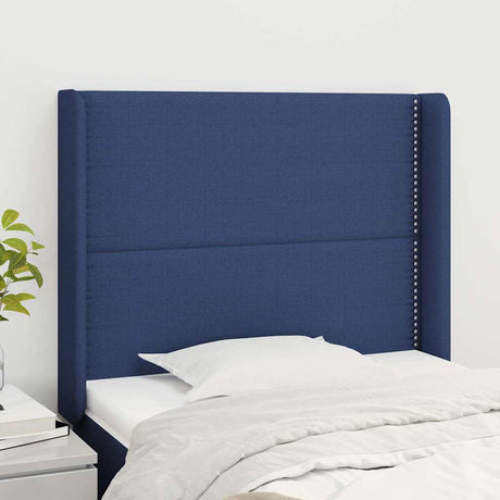 Vidaxl hoofdbord met randen 93x16x118 128 cm stof blauw