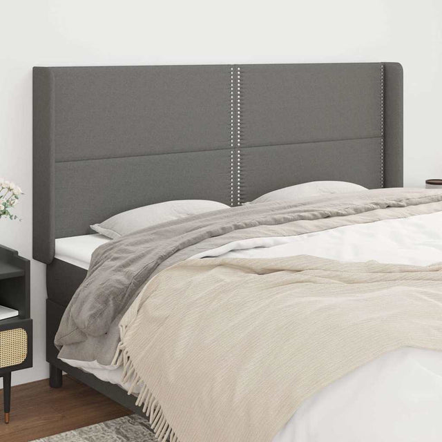 Vidaxl hoofdbord met randen 183x16x118 128 cm stof donkergrijs