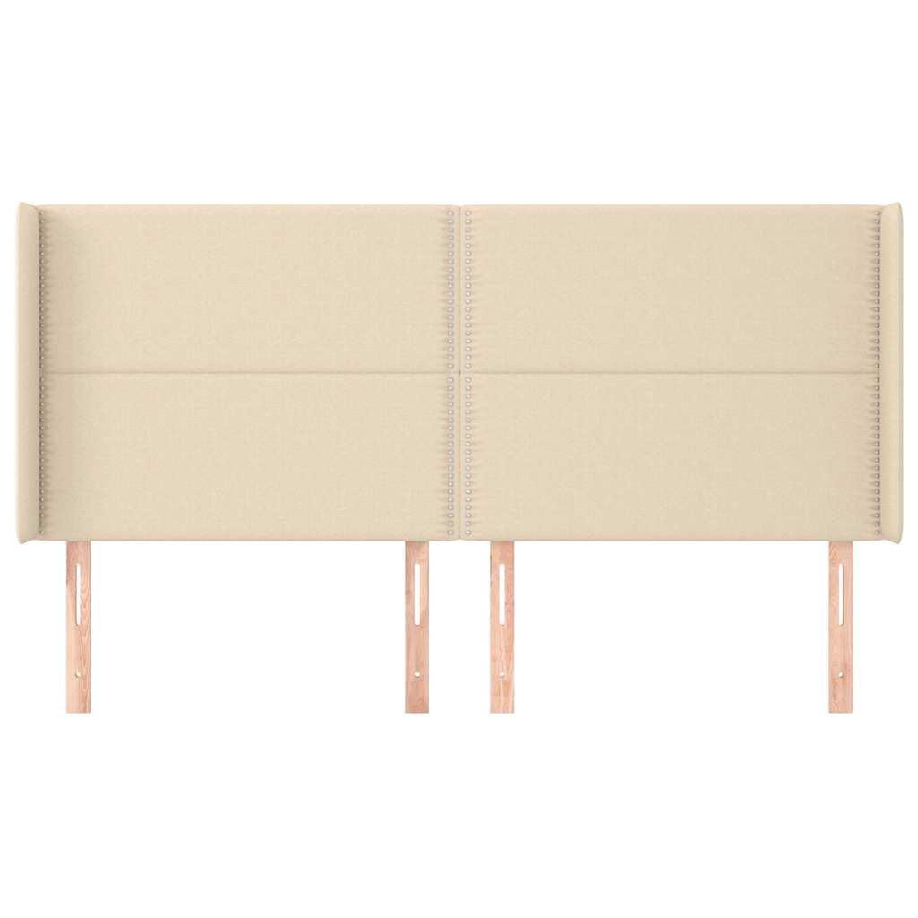Vidaxl hoofdbord met randen 183x16x118 128 cm stof crèmekleurig