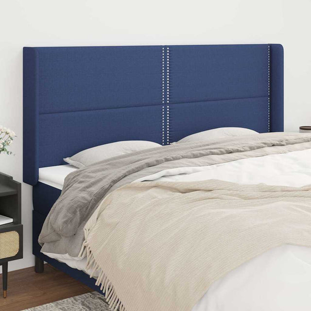 Vidaxl hoofdbord met randen 203x16x118 128 cm stof blauw