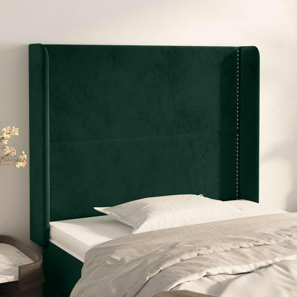 Vidaxl hoofdbord met randen 103x16x118 128 cm fluweel donkergroen