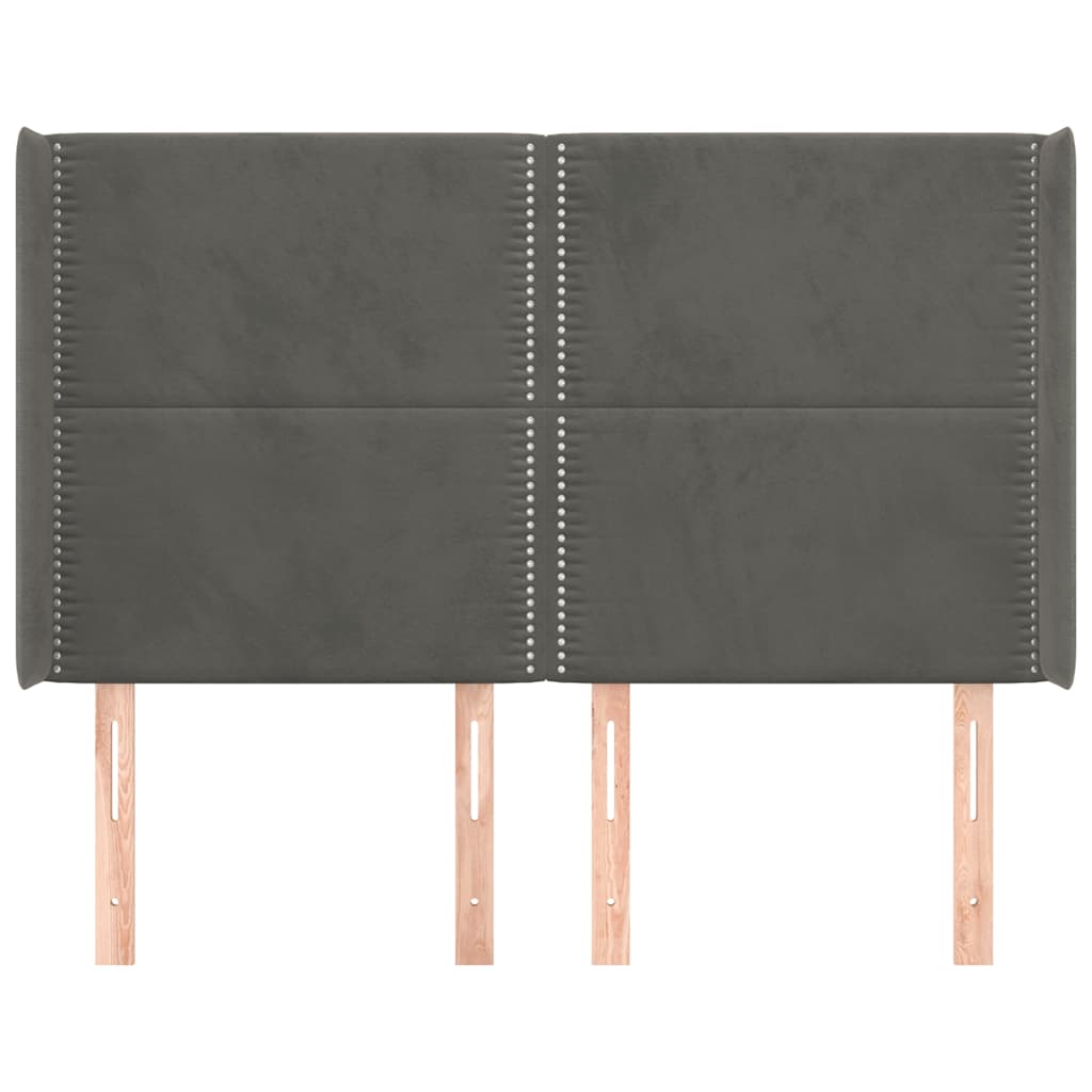 Vidaxl hoofdbord met randen 147x16x118 128 cm fluweel donkergrijs