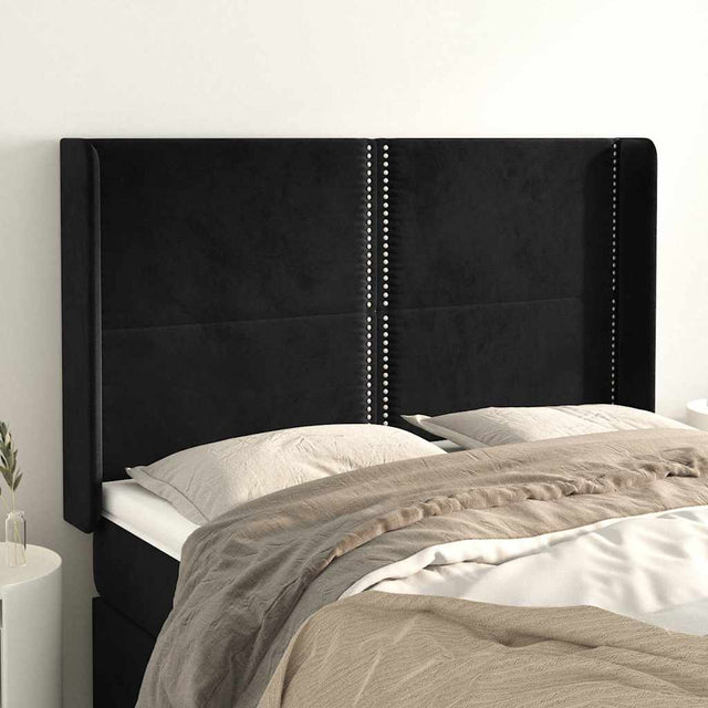 Vidaxl hoofdbord met randen 147x16x118 128 cm fluweel zwart