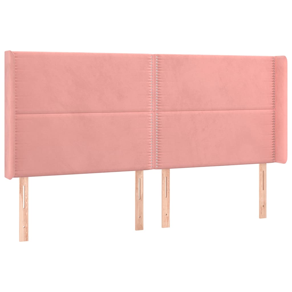 Vidaxl hoofdbord met randen 163x16x118 128 cm fluweel roze