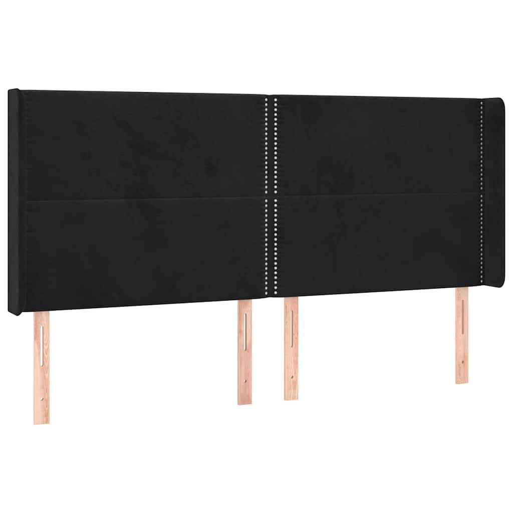 Vidaxl hoofdbord met randen 203x16x118 128 cm fluweel zwart