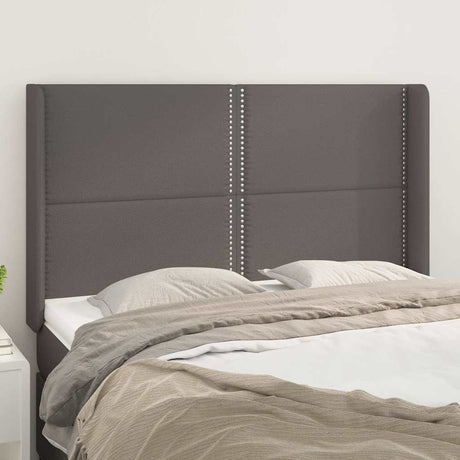 Vidaxl hoofdbord met randen 147x16x118 128 cm kunstleer grijs