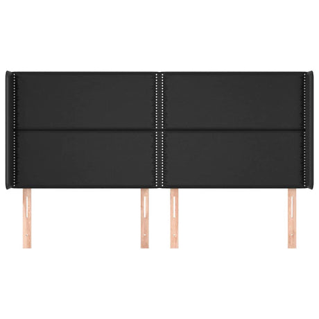 Vidaxl hoofdbord met randen 203x16x118 128 cm kunstleer zwart