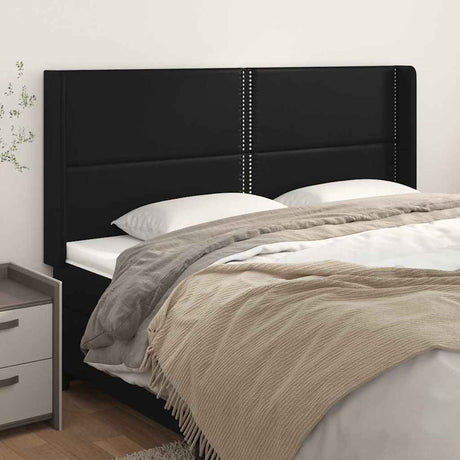 Vidaxl hoofdbord met randen 203x16x118 128 cm kunstleer zwart