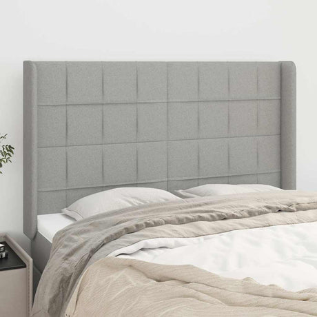 Vidaxl hoofdbord met randen 147x16x118 128 cm stof lichtgrijs