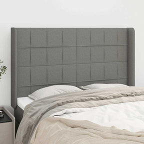 Vidaxl hoofdbord met randen 147x16x118 128 cm stof donkergrijs