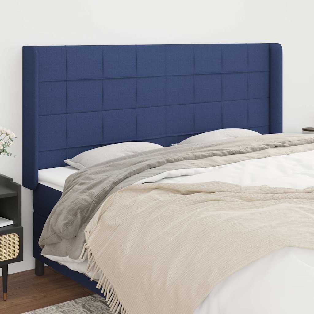 Vidaxl hoofdbord met randen 203x16x118 128 cm stof blauw