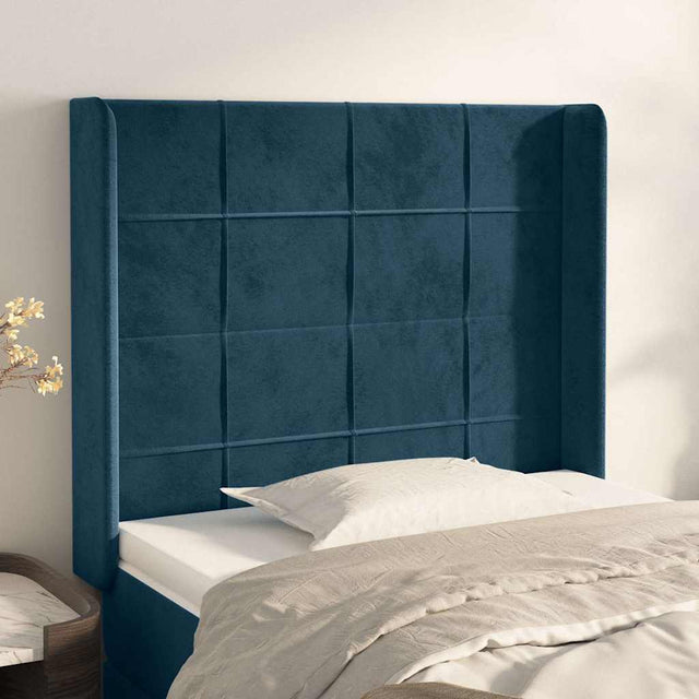 Vidaxl hoofdbord met randen 83x16x118 128 cm fluweel blauw