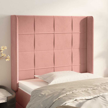 Vidaxl hoofdbord met randen 103x16x118 128 cm fluweel roze