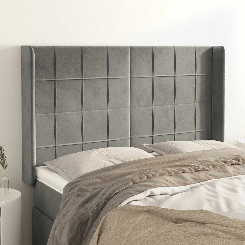 Vidaxl hoofdbord met randen 147x16x118 128 cm fluweel lichtgrijs