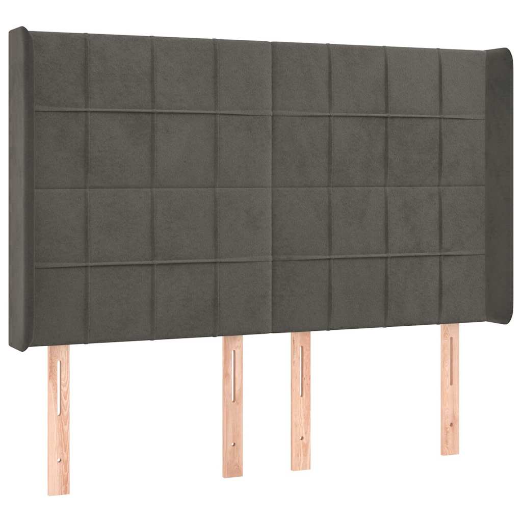 Vidaxl hoofdbord met randen 147x16x118 128 cm fluweel donkergrijs