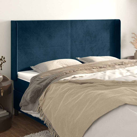 Vidaxl hoofdbord met randen 163x16x118 128 cm fluweel donkerblauw