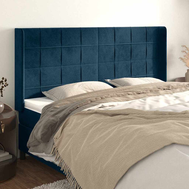 Vidaxl hoofdbord met randen 183x16x118 128 cm fluweel donkerblauw