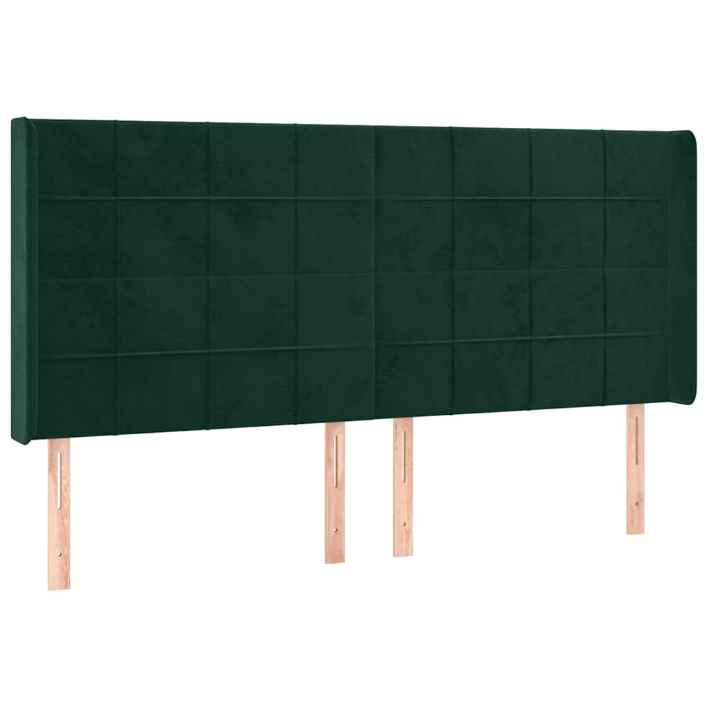 Vidaxl hoofdbord met randen 203x16x118 128 cm fluweel donkergroen