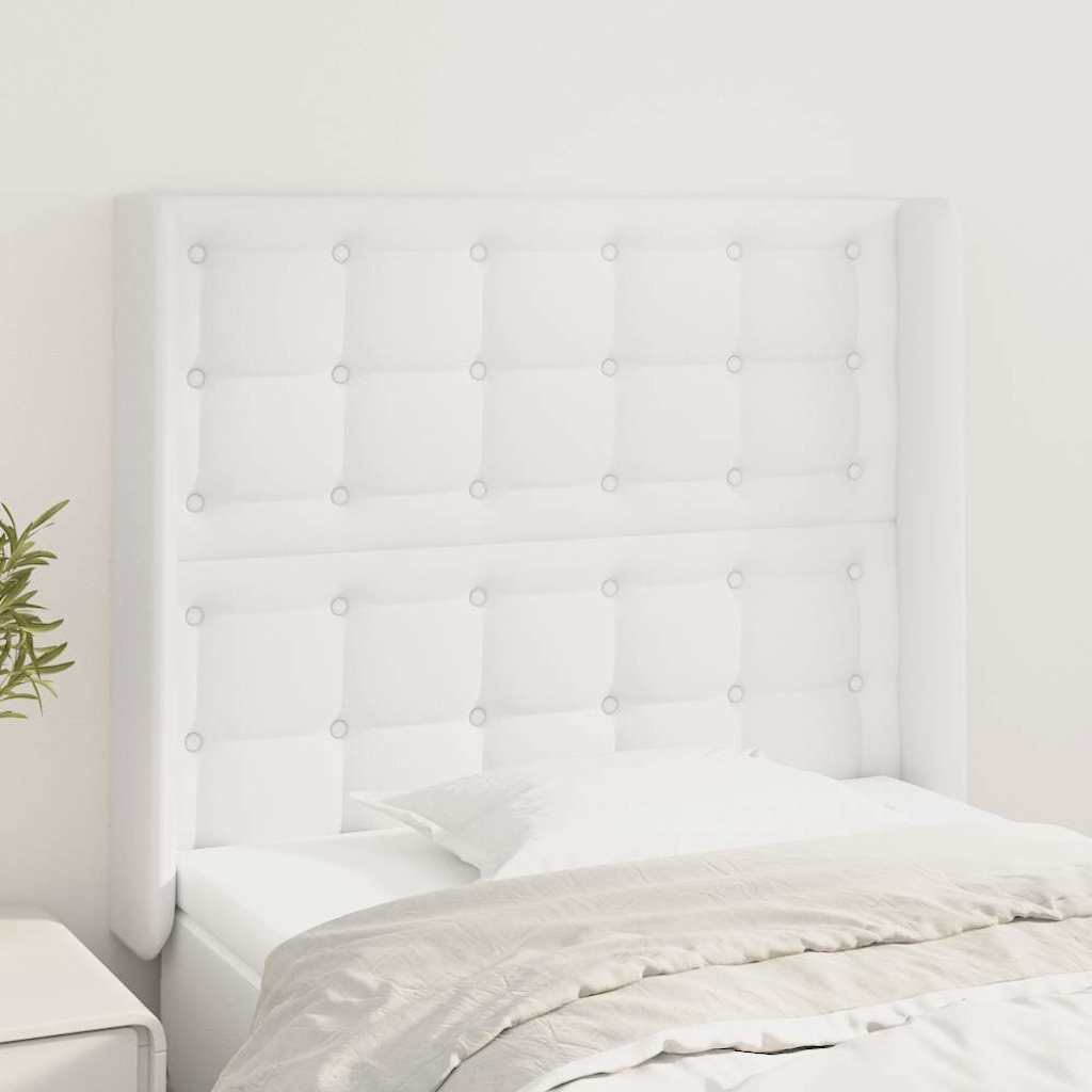 Vidaxl hoofdbord met randen 83x16x118 128 cm kunstleer wit