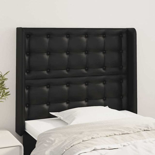 Vidaxl hoofdbord met randen 103x16x118 128 cm kunstleer zwart