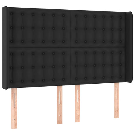 Vidaxl hoofdbord met randen 147x16x118 128 cm kunstleer zwart