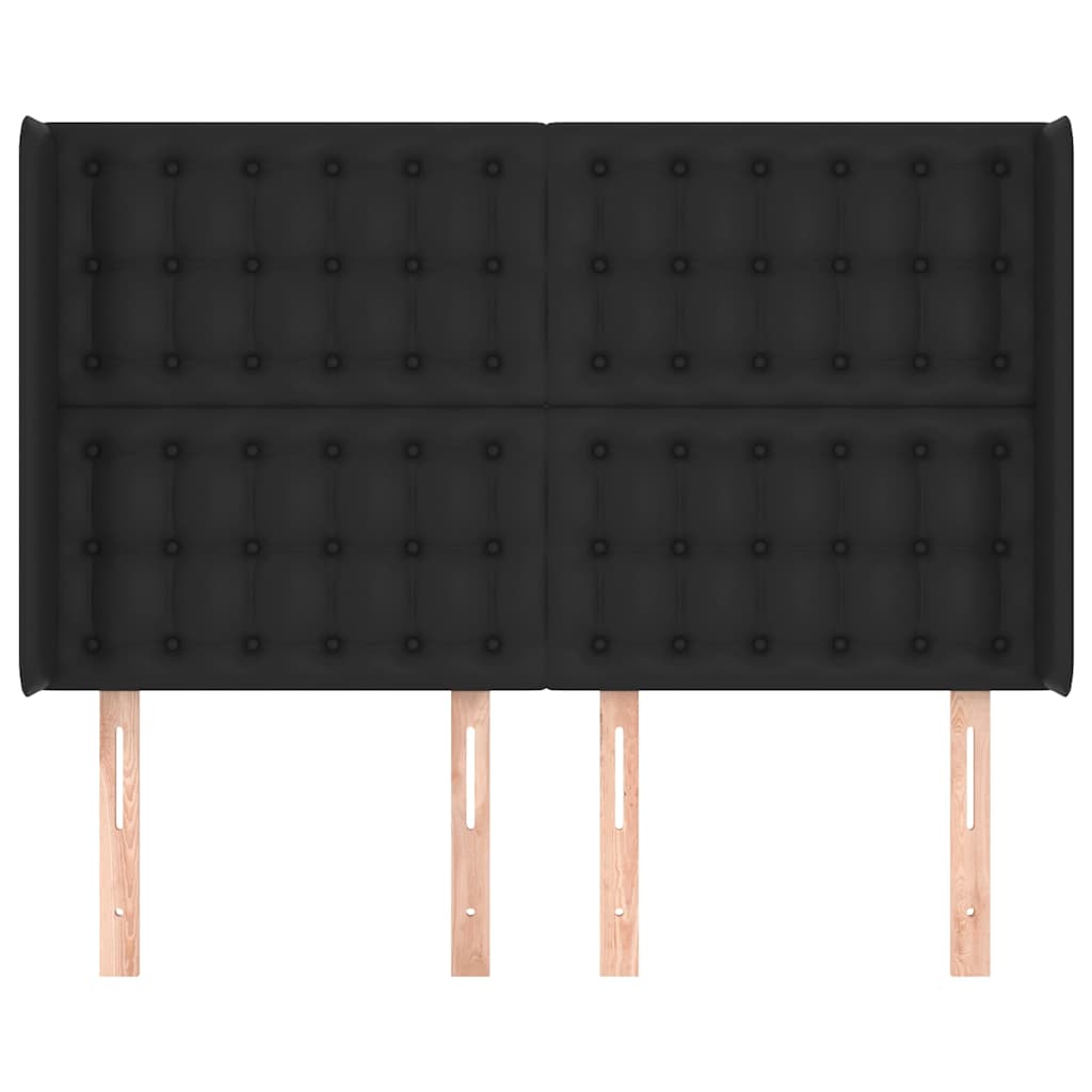 Vidaxl hoofdbord met randen 147x16x118 128 cm kunstleer zwart